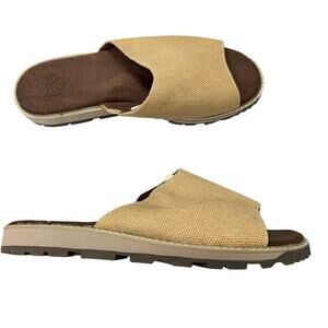 Deja Shoes Tan Hemp Slide Sandals Women’s 10 Casual Beachy Summer Vacation Flats